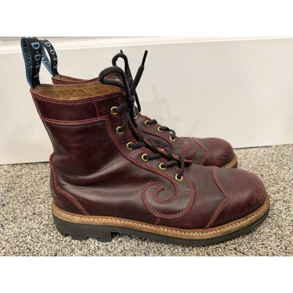john fluevog mens 7th heaven 6 eyelet derby swirl boots Sz 9